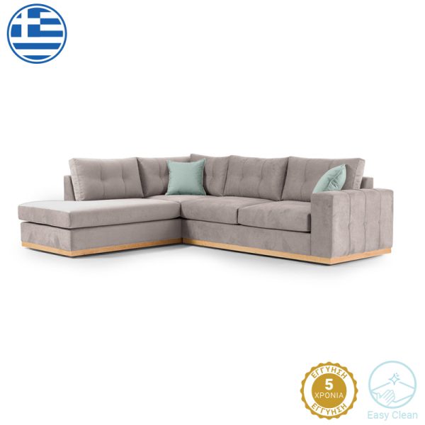 168 000022 4 Corner sofa Boston pakoworld right corner fabric elephant-ciel 280x225x90cmIndoor furniture > Cornered sofas