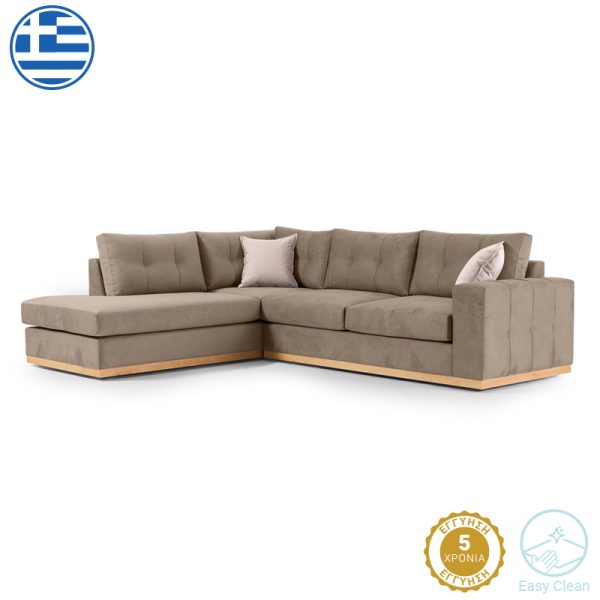 168 000024 4 Corner sofa Boston pakoworld right corner fabric mocha-cream 280x225x90cmIndoor furniture > Sofas & Armchairs - Pre Order