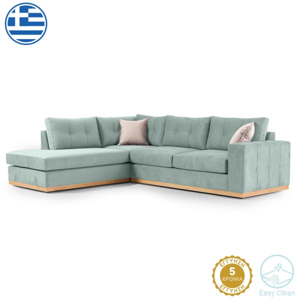 168 000026 4 Corner sofa Boston pakoworld right corner fabric ciel-cream 280x225x90cmIndoor furniture > Sofas & Armchairs - Pre Order