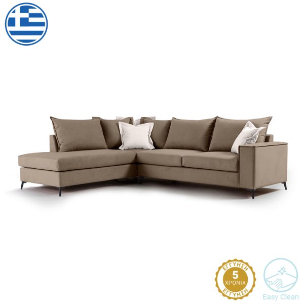 168 000028 4 Corner sofa Boston pakoworld right corner fabric mocha-cream 290x235x95cmIndoor furniture > Sofas & Armchairs - Pre Order
