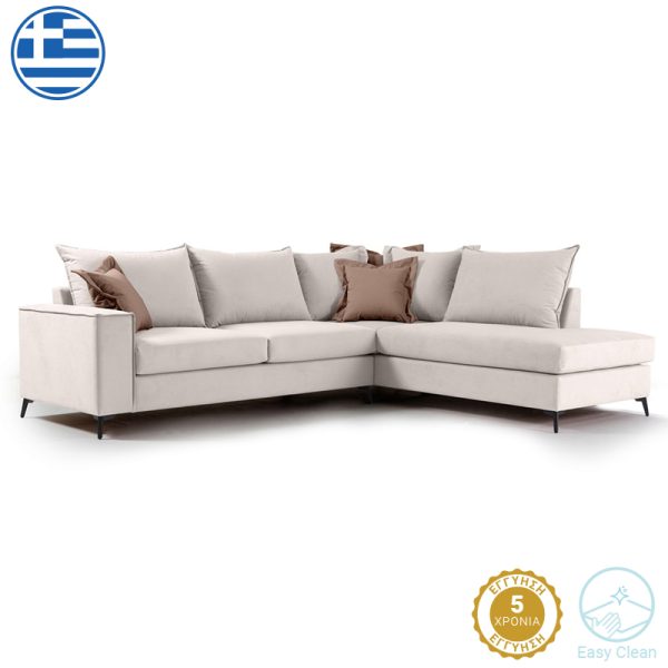 168 000029 4 Corner sofa Romantic pakoworld left corner fabric cream-mocha 290x235x95cmIndoor furniture > Sofas & Armchairs - Pre Order