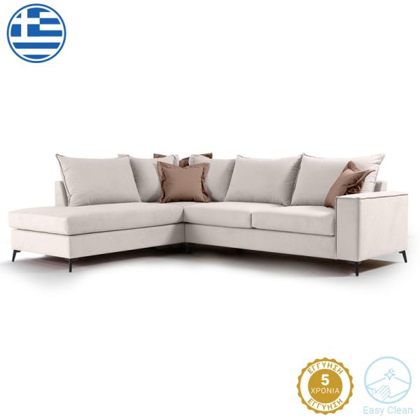 168 000030 4 Corner sofa Boston pakoworld right corner fabric cream-mocha 290x235x95cmIndoor furniture > Sofas & Armchairs - Pre Order