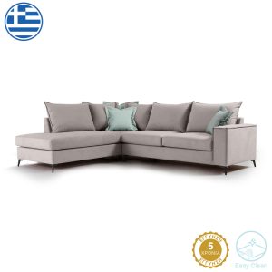 168 000032 4 Corner sofa Boston pakoworld right corner fabric elephant-ciel 290x235x95cmIndoor furniture > Sofas & Armchairs - Pre Order