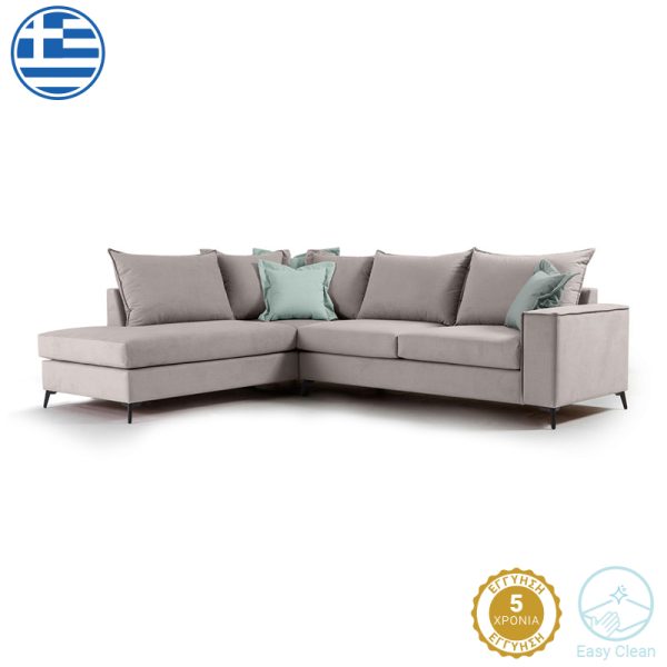 168 000032 4 Corner sofa Boston pakoworld right corner fabric elephant-ciel 290x235x95cmIndoor furniture > Sofas & Armchairs - Pre Order