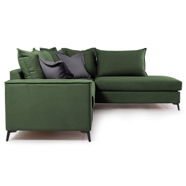 168 000033 2 4 Corner sofa Boston pakoworld left corner fabric dark green-dark grey 290x235x95cmIndoor furniture > Cornered sofas