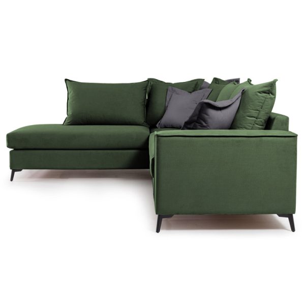 168 000034 2 2 Corner sofa Boston pakoworld right corner fabric dark green-dark grey 290x235x95cmIndoor furniture > Sofas & Armchairs - Pre Order