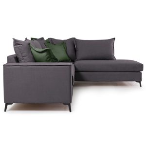 168 000035 2 5 Corner sofa Romantic pakoworld left corner fabric dark grey-dark green 290x235x95cmIndoor furniture > Sofas & Armchairs - Pre Order