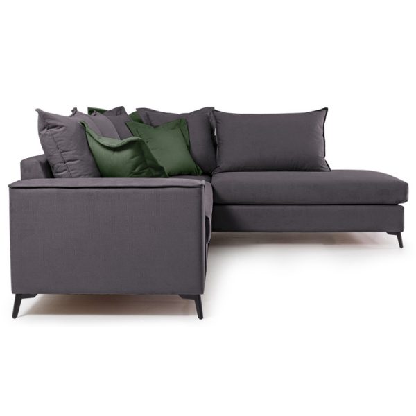 168 000035 2 5 Corner sofa Romantic pakoworld left corner fabric dark grey-dark green 290x235x95cmIndoor furniture > Sofas & Armchairs - Pre Order
