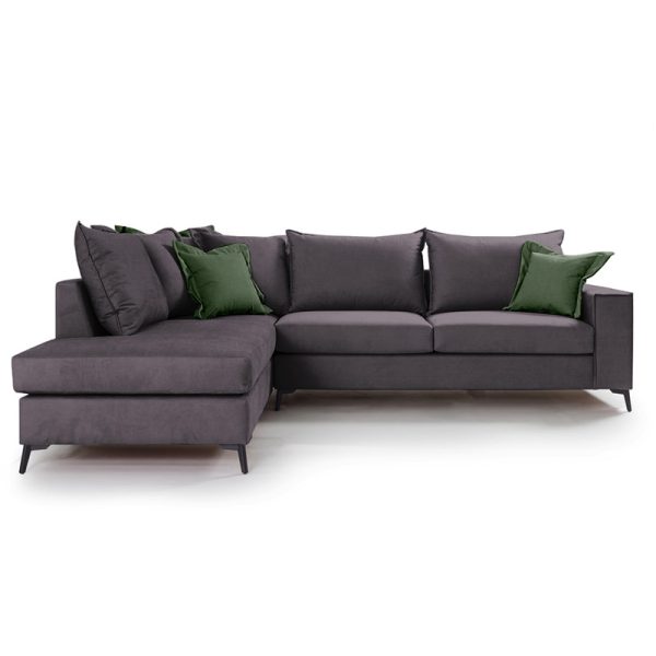 168 000036 2 2 Corner sofa Boston pakoworld right corner fabric dark grey-dark green 290x235x95cmIndoor furniture > Cornered sofas