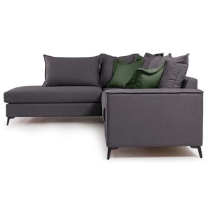 168 000036 3 2 Corner sofa Boston pakoworld right corner fabric dark grey-dark green 290x235x95cmIndoor furniture > Cornered sofas