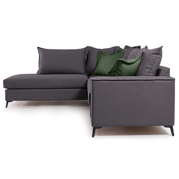 168 000036 3 2 Corner sofa Boston pakoworld right corner fabric dark grey-dark green 290x235x95cmIndoor furniture > Cornered sofas