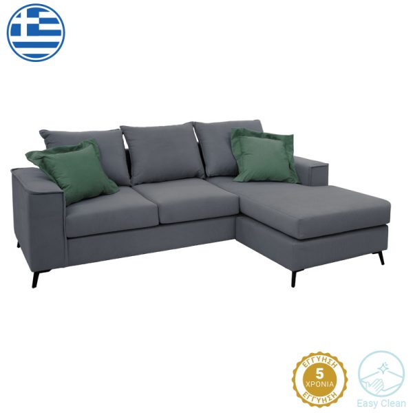 168 000038 6 Corner sofa Fabulous pakoworld reversible charcoal-cypress fabric 240x165x95cmIndoor furniture > Cornered sofas