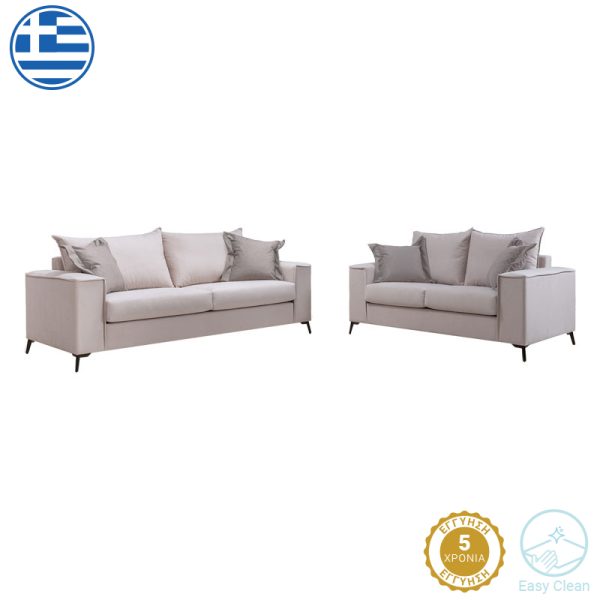 168 000045 5 Verona living room set 2 pcs 2-3 seater cream mak01 - cushions mocha mak03Indoor furniture > Sofas & Armchairs - Pre Order