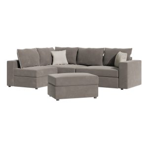 168 000062 2 4 Reversible polymorphic sofa London pakoworld grey fabric-light grey cushions 296x246x95cmIndoor furniture > Sofas & Armchairs - Pre Order