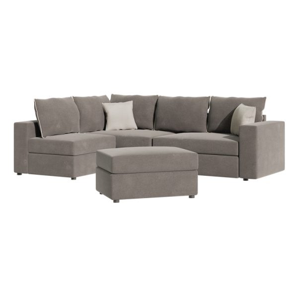 168 000062 2 4 Reversible polymorphic sofa London pakoworld grey fabric-light grey cushions 296x246x95cmIndoor furniture > Sofas & Armchairs - Pre Order