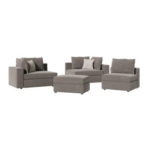 168 000062 3 4 Reversible polymorphic sofa London pakoworld grey fabric-light grey cushions 296x246x95cmIndoor furniture > Sofas & Armchairs - Pre Order