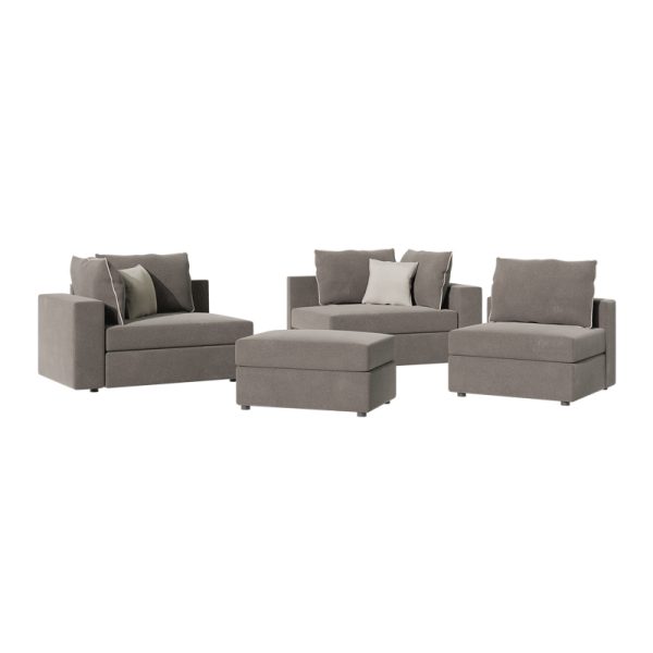 168 000062 3 4 Reversible polymorphic sofa London pakoworld grey fabric-light grey cushions 296x246x95cmIndoor furniture > Sofas & Armchairs - Pre Order
