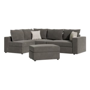168 000063 2 2 Reversible polymorphic sofa London pakoworld grey fabric-light grey cushions 296x246x95cmIndoor furniture > Sofas & Armchairs - Pre Order