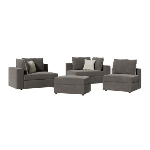 168 000063 3 2 Reversible polymorphic sofa London pakoworld grey fabric-light grey cushions 296x246x95cmIndoor furniture > Sofas & Armchairs - Pre Order