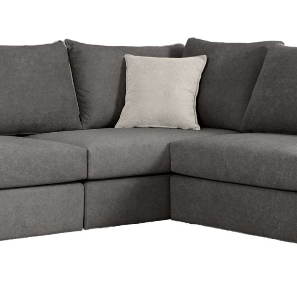 168 000063 4 2 Reversible polymorphic sofa London pakoworld grey fabric-light grey cushions 296x246x95cmIndoor furniture > Sofas & Armchairs - Pre Order