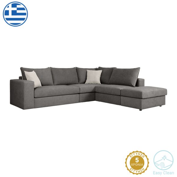 168 000063 5 Reversible polymorphic sofa London pakoworld grey fabric-light grey cushions 296x246x95cmIndoor furniture > Sofas & Armchairs - Pre Order