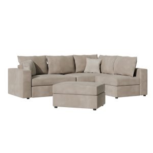 168 000064 2 3 Reversible polymorphic sofa London pakoworld grey-beige fabric-light grey cushions 296x246x95cmIndoor furniture > Sofas & Armchairs - Pre Order
