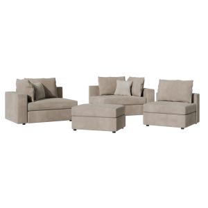 168 000064 3 3 Reversible polymorphic sofa London pakoworld grey-beige fabric-light grey cushions 296x246x95cmIndoor furniture > Sofas & Armchairs - Pre Order