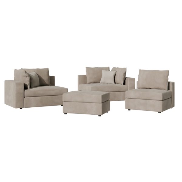 168 000064 3 3 Reversible polymorphic sofa London pakoworld grey-beige fabric-light grey cushions 296x246x95cmIndoor furniture > Sofas & Armchairs - Pre Order