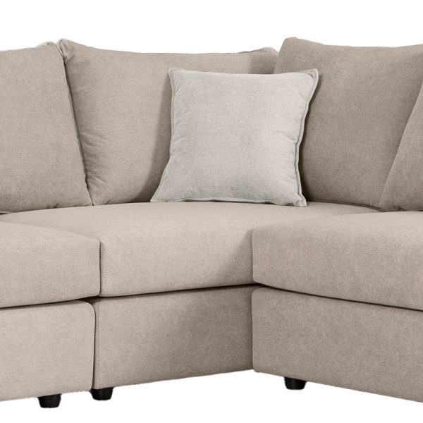 168 000064 4 3 Reversible polymorphic sofa London pakoworld grey-beige fabric-light grey cushions 296x246x95cmIndoor furniture > Sofas & Armchairs - Pre Order