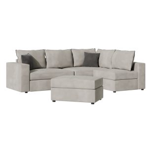 168 000065 2 3 Reversible polymorphic sofa London pakoworld light grey fabric-grey cushions 296x246x95cmIndoor furniture > Sofas & Armchairs - Pre Order