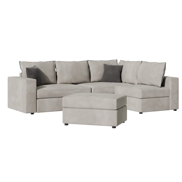 168 000065 2 3 Reversible polymorphic sofa London pakoworld light grey fabric-grey cushions 296x246x95cmIndoor furniture > Sofas & Armchairs - Pre Order