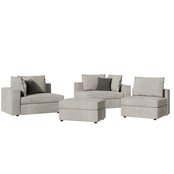 168 000065 3 3 Reversible polymorphic sofa London pakoworld light grey fabric-grey cushions 296x246x95cmIndoor furniture > Sofas & Armchairs - Pre Order