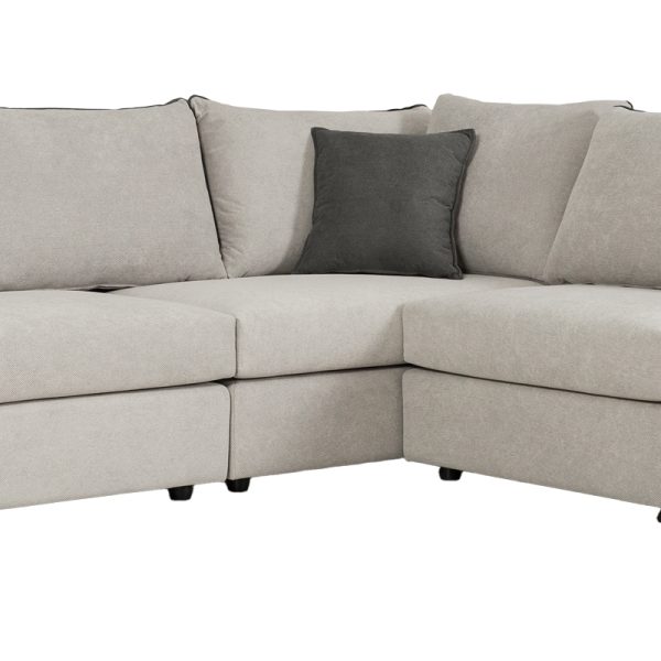 168 000065 4 3 Reversible polymorphic sofa London pakoworld light grey fabric-grey cushions 296x246x95cmIndoor furniture > Sofas & Armchairs - Pre Order