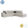 168 000065 6 Chair Ditta pakoworld with grey-beige fabric - wooden walnut legsIndoor furniture > Chairs