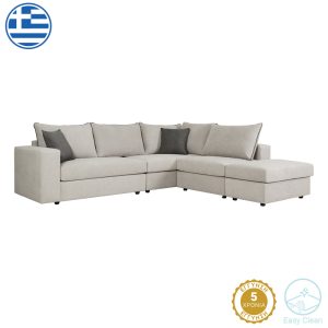 168 000065 6 Reversible polymorphic sofa London pakoworld light grey fabric-grey cushions 296x246x95cmIndoor furniture > Sofas & Armchairs - Pre Order