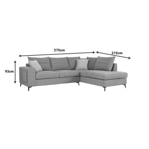 168 000066 3 2 Right corner sofa Montana pakoworld grey fabric-light grey cushions 275x215x93cmIndoor furniture > Sofas & Armchairs - Pre Order