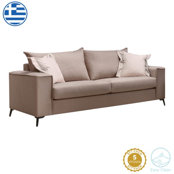 168 000072 4 Verona pakoworld 3-seater sofa mocha fabric with cream cushions 225x93x100cmIndoor furniture > Sofas & Armchairs - Pre Order