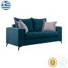 168 000083 4 Verona pakoworld 2 pieces sofa set blue fabric with light grey-colored cushionsIndoor furniture > Sofas & Armchairs - Pre Order