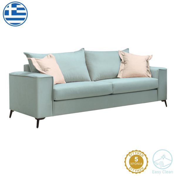 168 000088 7 Verona pakoworld 3-seater sofa mint fabric with cream cushions 225x93x100cmIndoor furniture > Sofas & Armchairs - Pre Order