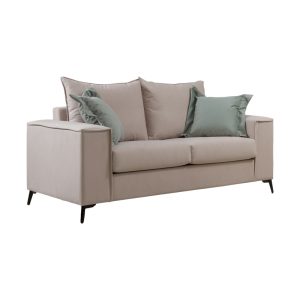 168 000093 4 2 Verona pakoworld 2 pieces sofa set cream fabric with mint-colored cushionsIndoor furniture > Sofas & Armchairs - Pre Order