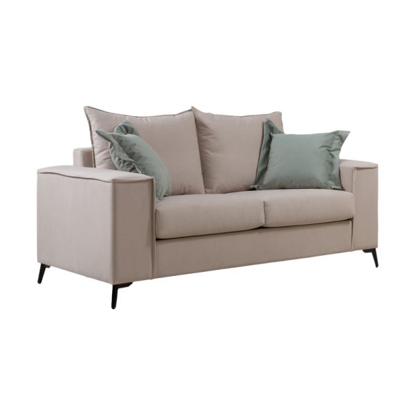 168 000093 4 2 Verona pakoworld 2 pieces sofa set cream fabric with mint-colored cushionsIndoor furniture > Sofas & Armchairs - Pre Order