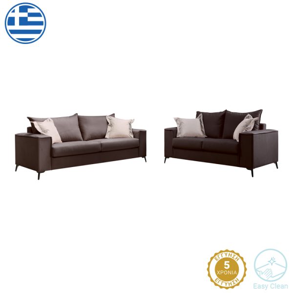 168 000095 5 Verona pakoworld 2 pieces sofa set dark grey fabric with beige-colored cushionsIndoor furniture > Sofas & Armchairs - Pre Order