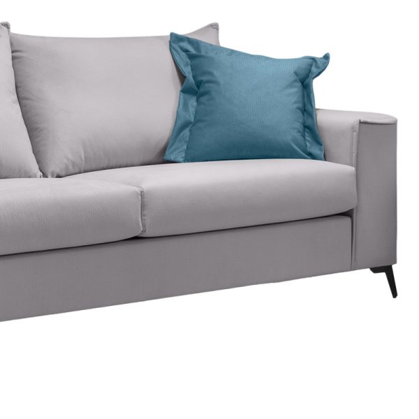 168 000096 3 2 Verona pakoworld 2 pieces sofa set light grey fabric with blue-colored cushionsIndoor furniture > Sofas & Armchairs - Pre Order