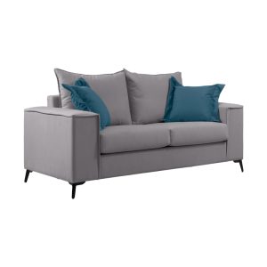 168 000096 4 2 Verona pakoworld 2 pieces sofa set light grey fabric with blue-colored cushionsIndoor furniture > Sofas & Armchairs - Pre Order
