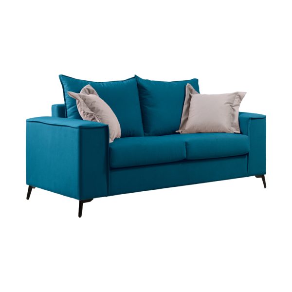 168 000098 4 2 Verona pakoworld 2 pieces sofa set petrol fabric with beige colored cushionsIndoor furniture > Sofas & Armchairs - Pre Order