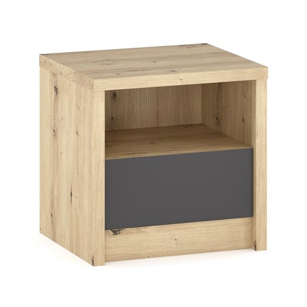173 000002 3 Nightstand Lavinia pakoworld with 1 drawer anthracite-sonoma color 46.5x39.5x45.5cmIndoor furniture > Bedside tables