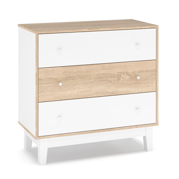 173 000006 6 Chest of 3 drawers Awell pakoworld color sonoma-white 90x44x88.5cmIndoor furniture > Drawers-consoles
