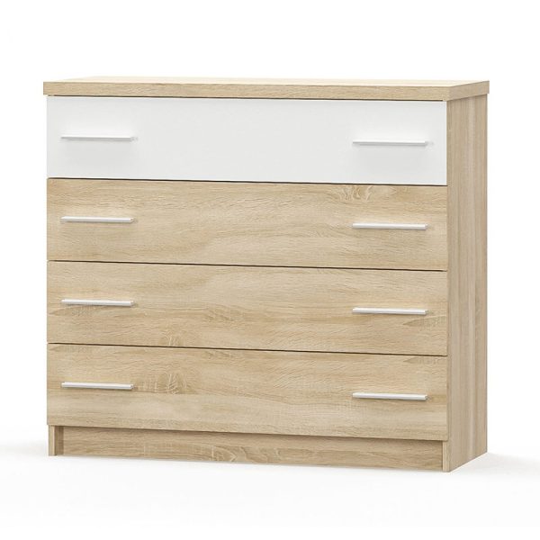 173 000016 5 Chest of 4 drawers Geneva pakoworld color natural-white 103x40x92cmIndoor furniture > Drawers-consoles