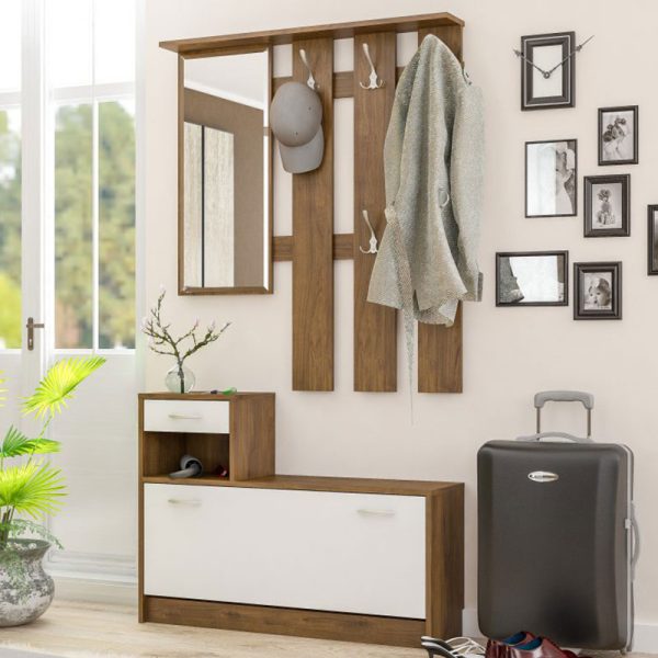 173 000022 2 10 Entrance furniture Jamie pakoworld color walnut-white 100x27,5x187cmIndoor furniture > Entrance furniture