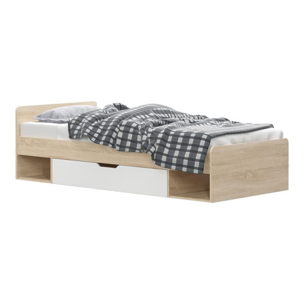 173 000049 4 Letto pakoworld single bed with drawer in oak - white shade 90x200cmIndoor furniture > Beds